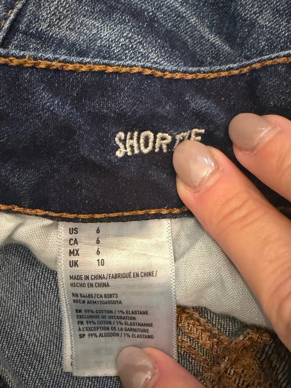 American Eagle Outfitters Medium/Dark Blue Cutoff Denim Shorts